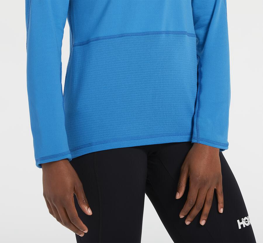 Hoka One One Womens Tops - 1/2 Zip Midlayer - Blue - CTZU89125